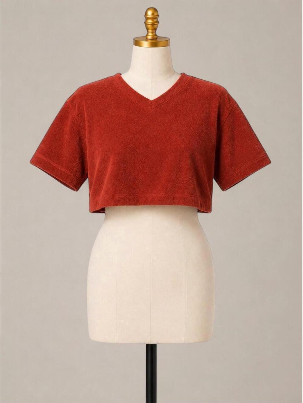 Rust Terry Crop Top Size M